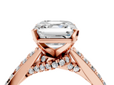 Rose gold Asscher Solitaire Diamond Ring with Pavé Band and Four-Prong Setting_10