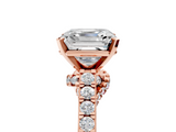 Rose gold Asscher Solitaire Diamond Ring with Pavé Band and Four-Prong Setting_11