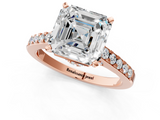 Rose gold Asscher Solitaire Diamond Ring with Pavé Band and Four-Prong Setting_7