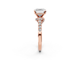 Rose gold Asscher Solitaire Diamond Ring with Pavé Band and Four-Prong Setting_8