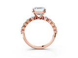 Rose gold Asscher Solitaire Diamond Ring with Pave Band and Four-Prong Setting_27