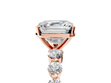 Rose gold Asscher Solitaire Diamond Ring with Pave Band and Four-Prong Setting_29