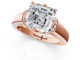Rose gold Asscher Solitaire Diamond Ring with Pave Band and Six-Prong Setting_36