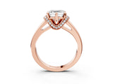 Rose gold Asscher Solitaire Diamond Ring with Pave Band and Six-Prong Setting_38