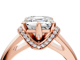 Rose gold Asscher Solitaire Diamond Ring with Pave Band and Six-Prong Setting_39