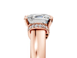 Rose gold Asscher Solitaire Diamond Ring with Pave Band and Six-Prong Setting_40