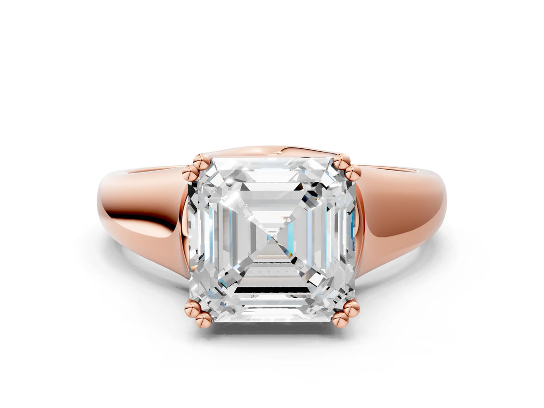 Rose gold Asscher Solitaire Diamond Ring with Six-Prong Cathedral Setting_32