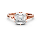 Rose gold Asscher Solitaire Diamond Ring with Six-Prong Setting and Tapered Band_24