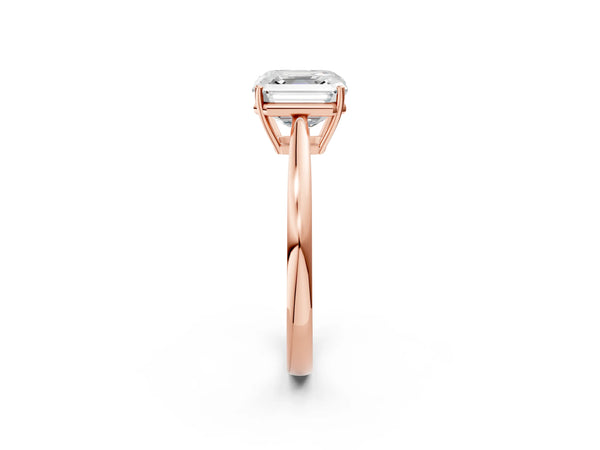 Rose gold Asscher Solitaire Diamond Ring with Split Shank and Four-Prong Setting
