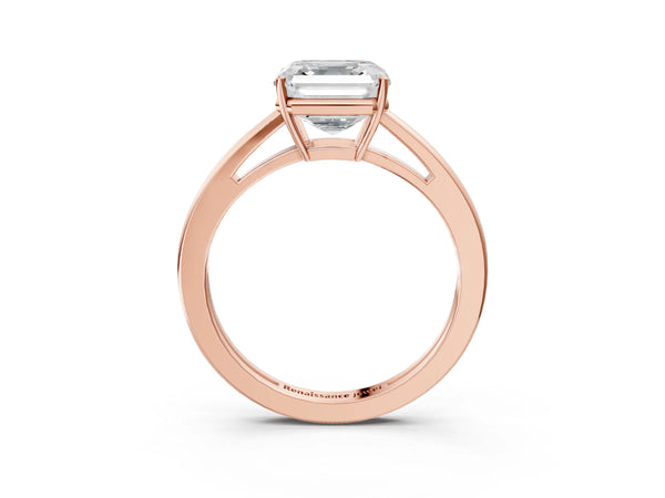 Rose gold Asscher Solitaire Diamond Ring with Split Shank and Four-Prong Setting