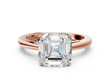 Rose gold Asscher Solitaire Diamond Ring with Split Shank and Four-Prong Setting_37