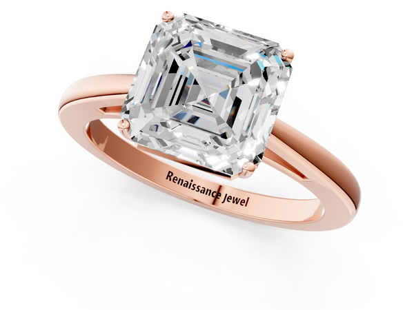 Rose gold Asscher Solitaire Diamond Ring with Split Shank and Four-Prong Setting