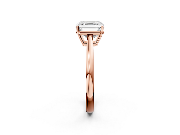 Rose gold Asscher Solitaire Diamond Ring with Split Shank and Four-Prong Setting