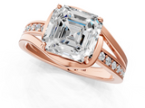 Rose gold Asscher Solitaire Diamond Ring with Split Shank and Prong Setting_5