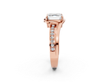 Rose gold Asscher Solitaire Diamond Ring with Split Shank and Prong Setting_6