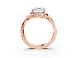 Rose gold Asscher Solitaire Diamond Ring with Split Shank and Prong Setting_7