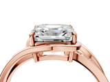 Rose gold Asscher Solitaire Diamond Ring with Split Shank and Prong Setting_8
