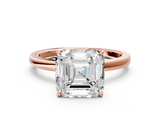 Rose gold Asscher Solitaire Diamond Ring with Thin Band and Four-Prong Setting_20