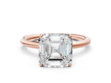 Rose gold Asscher Solitaire Diamond Ring with a Classic Band and Four-Prong Setting 1
