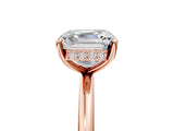 Rose gold Asscher Solitaire Diamond Ring with a Classic Band and Four-Prong Setting