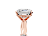 Rose gold Asscher Solitaire Diamond Twisted Band with Four-Prong Setting_12