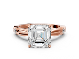 Rose gold Asscher Solitaire Diamond Twisted Band with Four-Prong Setting_7