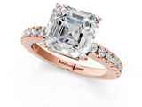 Rose gold Asscher Solitaire Diamond with Pavé Band and Four-Prong Setting_25
