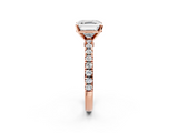 Rose gold Asscher Solitaire Diamond with Pavé Band and Four-Prong Setting_26