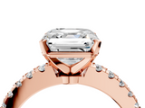 Rose gold Asscher Solitaire Diamond with Pavé Band and Four-Prong Setting_28