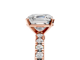 Rose gold Asscher Solitaire Diamond with Pavé Band and Four-Prong Setting_29