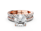 Rose gold Asscher Solitaire Diamond with Pave and Channel Set Band_23