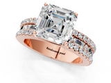 Rose gold Asscher Solitaire Diamond with Pave and Channel Set Band_24