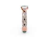 Rose gold Asscher Solitaire Diamond with Pave and Channel Set Band_25