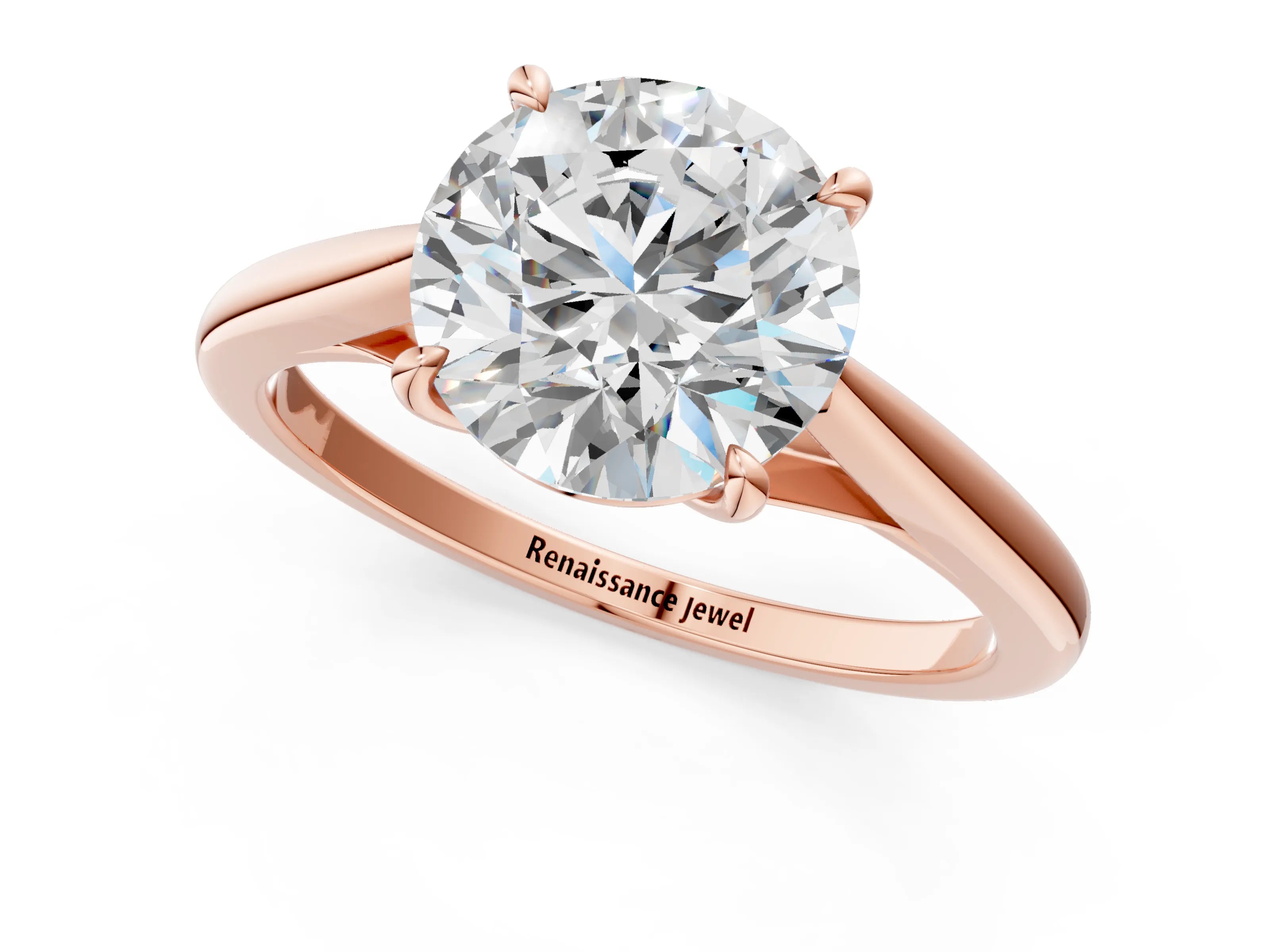 Rose gold Asscher Solitaire Engagement Ring with Four-Prong Setting and Classic Band 1
