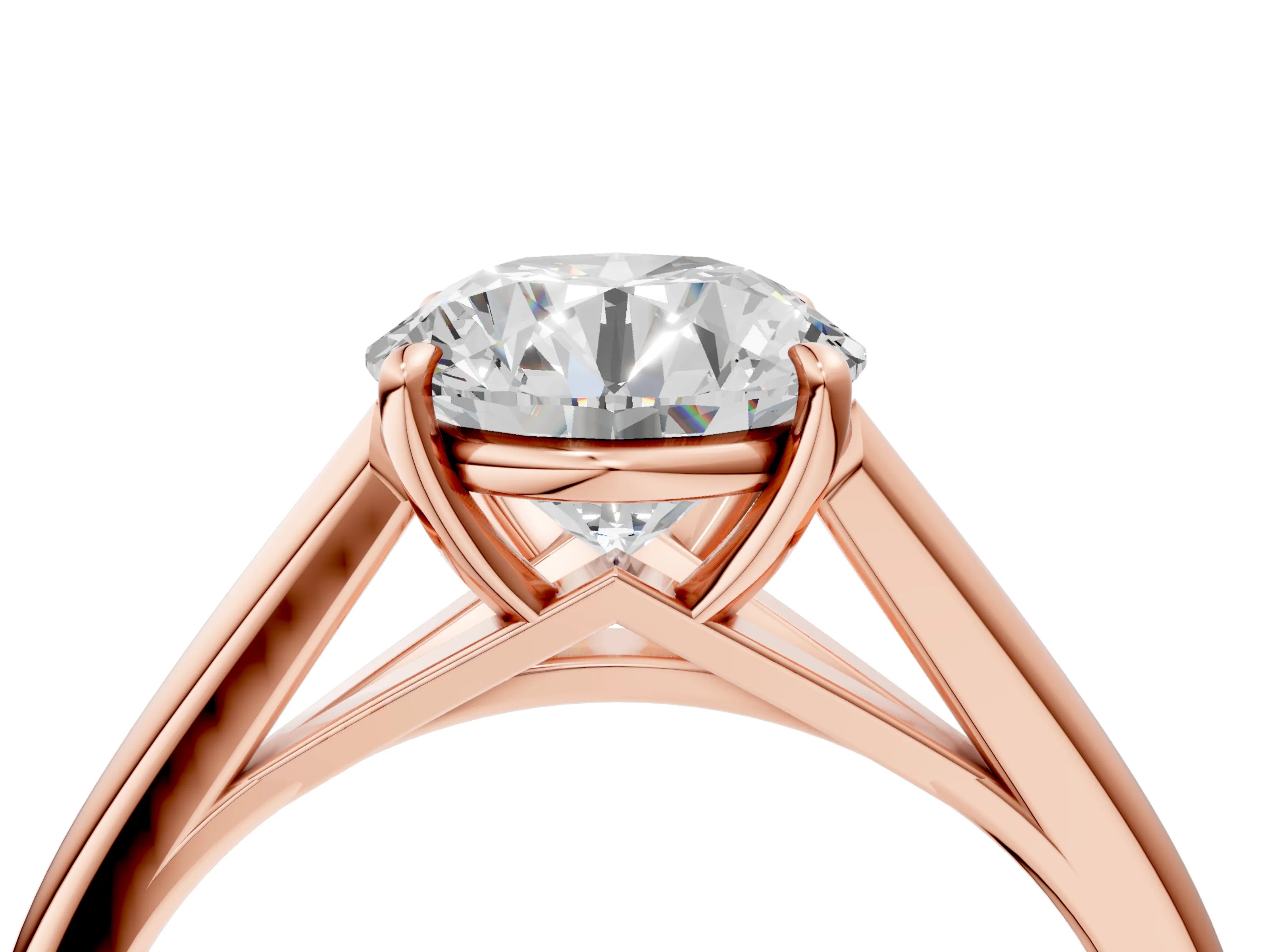 Rose gold Asscher Solitaire Engagement Ring with Four-Prong Setting and Classic Band 4