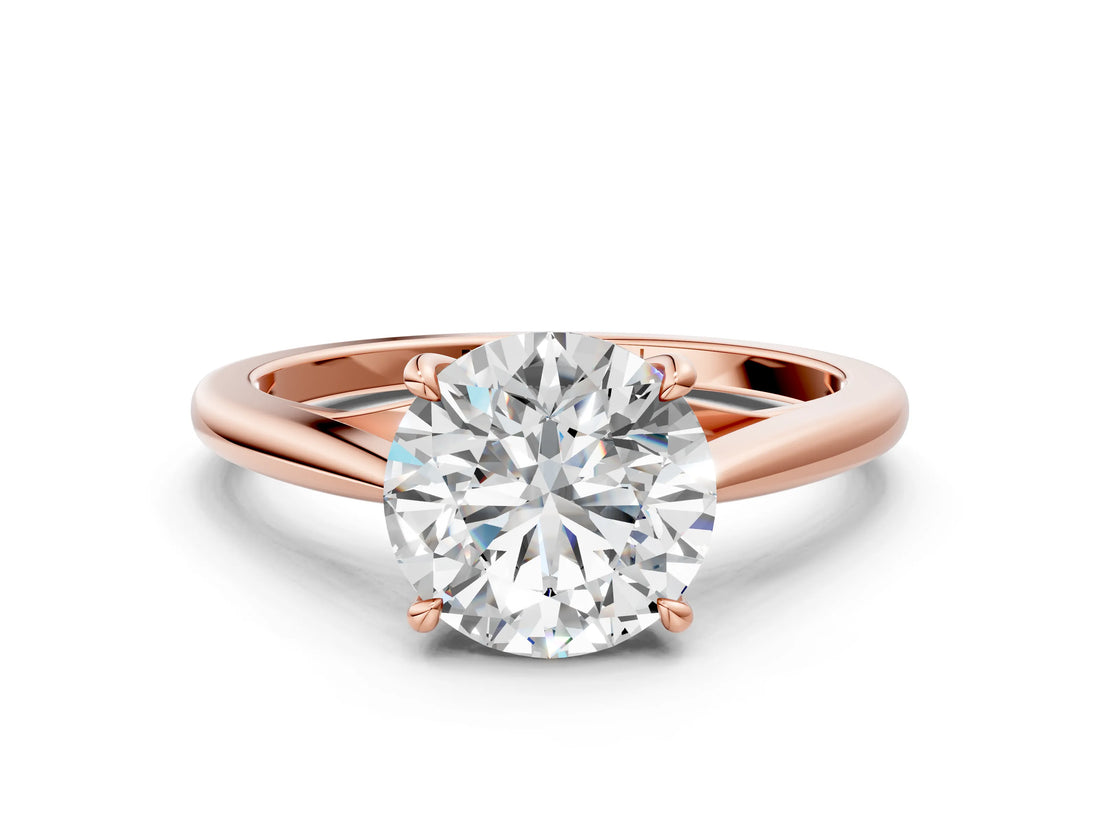 Rose gold Asscher Solitaire Engagement Ring with Four-Prong Setting and Classic Band