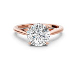 Rose gold Asscher Solitaire Engagement Ring with Four-Prong Setting and Classic Band