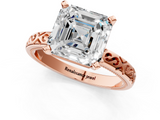 Rose gold Asscher Solitaire Engagement Ring with Scrollwork Band and Four-Prong Setting_25