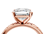 Rose gold Asscher Solitaire Engagement Ring with Scrollwork Band and Four-Prong Setting_28