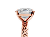 Rose gold Asscher Solitaire Engagement Ring with Scrollwork Band and Four-Prong Setting_29