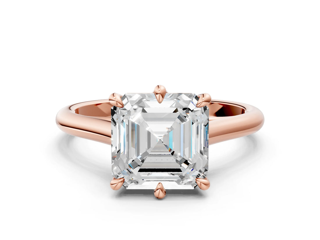 Rose gold Asscher Solitaire Engagement Ring with Six-Prong Setting and Classic Band 1