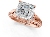 Rose gold Asscher Solitaire Filigree Engagement Ring with Halo and Prong Setting_24