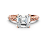 Rose gold Asscher Solitaire Floral Milgrain Engagement Ring_31