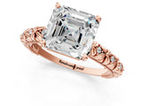 Rose gold Asscher Solitaire Floral Milgrain Engagement Ring_32