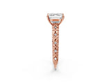 Rose gold Asscher Solitaire Floral Milgrain Engagement Ring_33