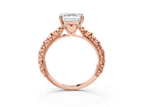 Rose gold Asscher Solitaire Floral Milgrain Engagement Ring_34
