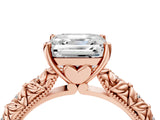 Rose gold Asscher Solitaire Floral Milgrain Engagement Ring_35