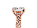 Rose gold Asscher Solitaire Floral Milgrain Engagement Ring_36