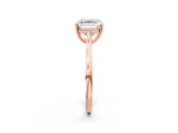 Rose gold Asscher Solitaire Heart Prong Engagement Ring with Tapered Band_112