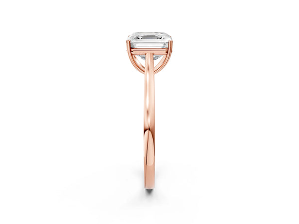 Rose gold Asscher Solitaire Heart Prong Engagement Ring with Tapered Band